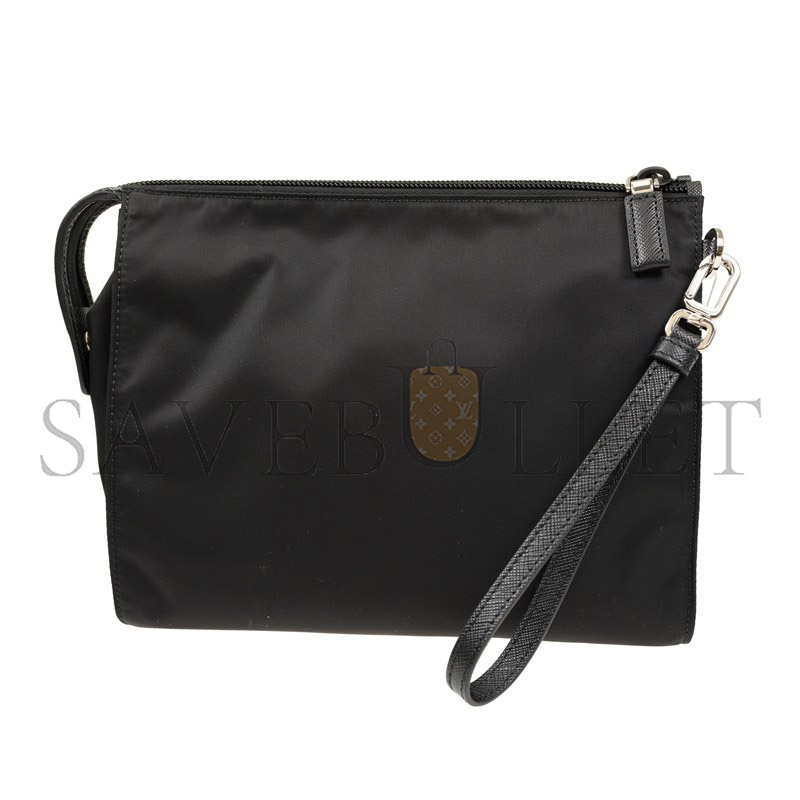PRADA BLACK RE-NYLON CLUTCH BAG 2NE789 (22*17*6.5cm) 